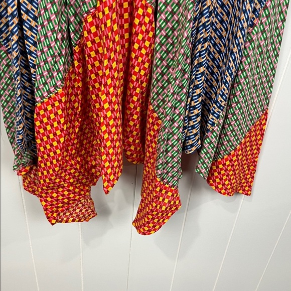 Maeve Anthropologie Maxi 6 Colorblock Straps Side Zip Lined Handkerchief Hem EUC - Picture 11 of 14